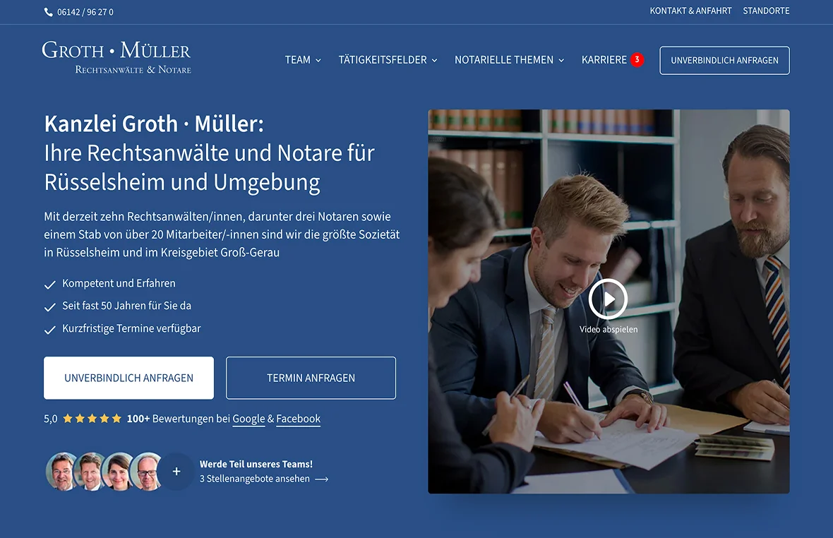 Webseite Groth Müller Rechtsanwälte & Notare