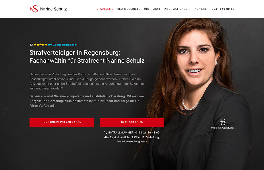 Anwaltswebsite Klare Nutzerführung